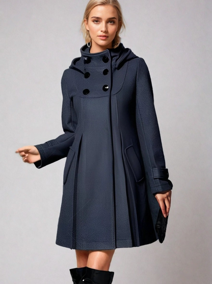 Women's elegant longline coat with button detail