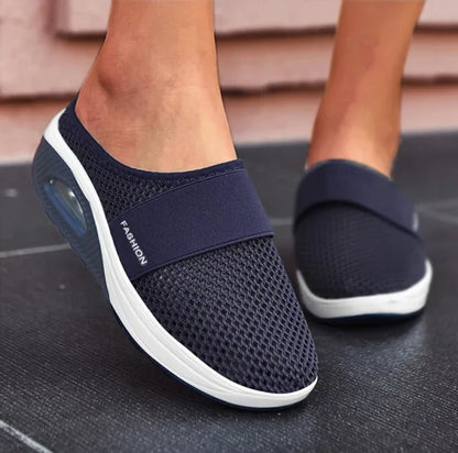 Women's Mesh Slip-On Orthopedic Clogs - Breathable Comfort - Cushioned Sole - Air Cushion Heel