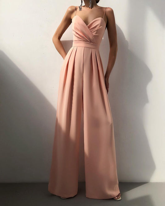 Strappy Sweetheart Neckline Wide-Leg Jumpsuit
