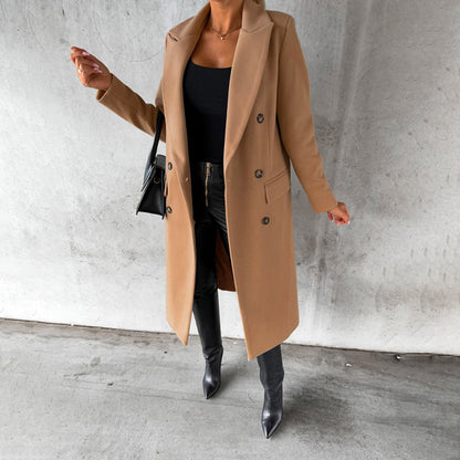 Women's winter double-breasted trench coat