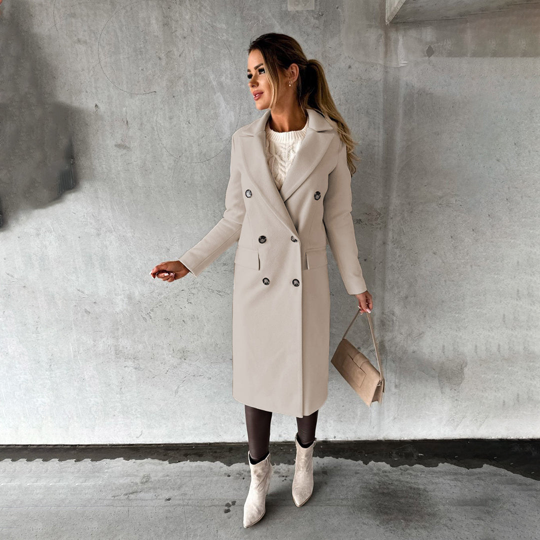 Women's winter double-breasted trench coat