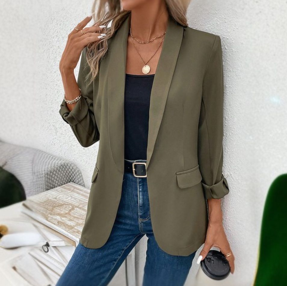 Women's solid color retro lapel small suit jacket