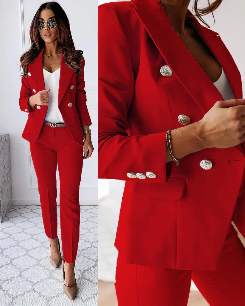 Elegant blazer set for women with big button design