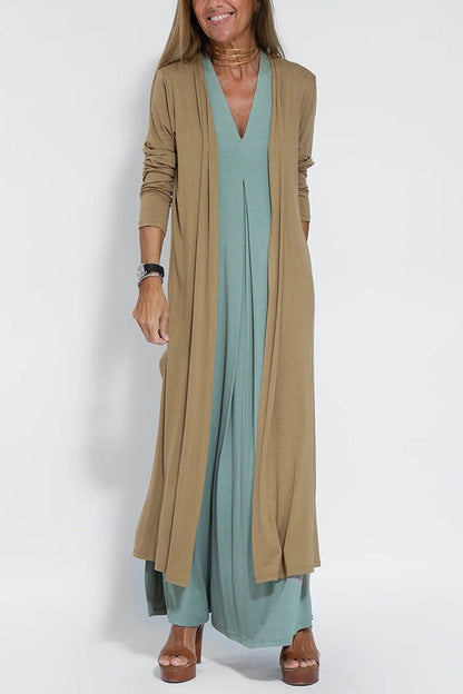 Women’s Sleeveless Dress - V-Neck Flowy Fit - Elegant Pleated Detail