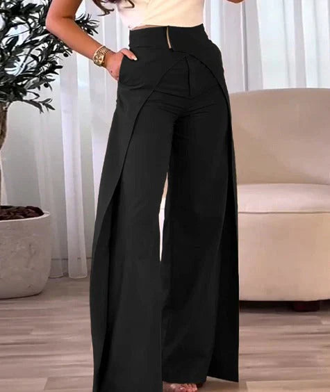 Women's casual staggered wide-leg pants