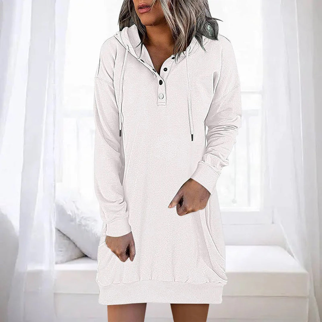 Women's mid-length hooded sweatshirt