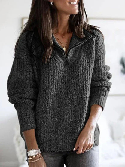 Women's zip pullover knit sweater jacket