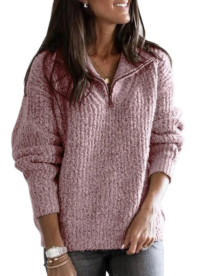 Women's zip pullover knit sweater jacket