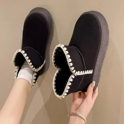 Warm slip-on winter boots with plush lining for women