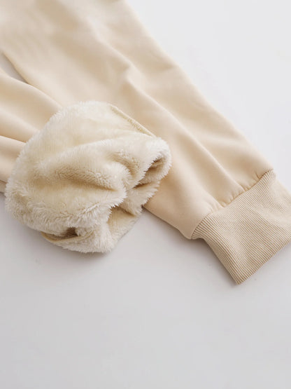 Women's warm plus velvet sweatshirt and pants set