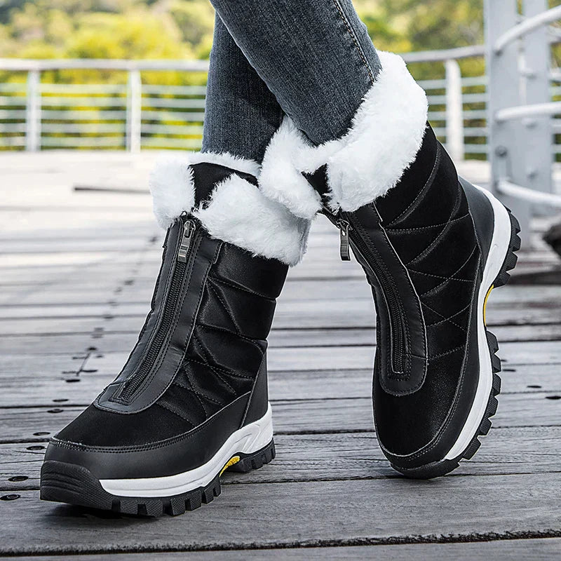 Women's zipper non-slip cotton boots