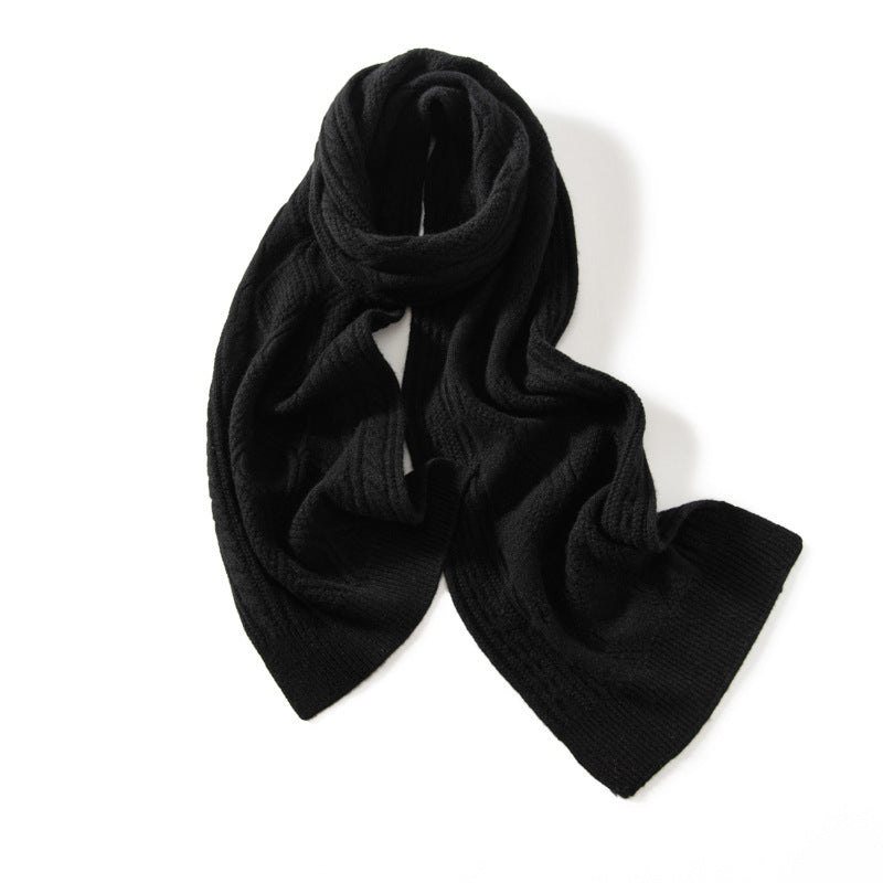 Grace Cable Knit Scarf | Ribbed Trim Solid Scarf