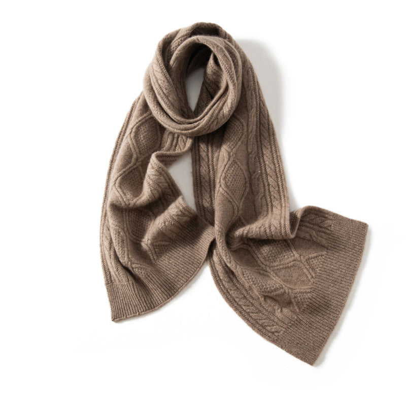 Grace Cable Knit Scarf | Ribbed Trim Solid Scarf