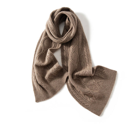 Grace Cable Knit Scarf | Ribbed Trim Solid Scarf