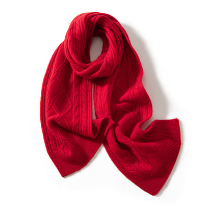 Grace Cable Knit Scarf | Ribbed Trim Solid Scarf