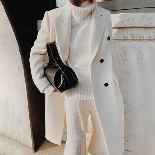 Elegant Lapel Midi Trench Coat