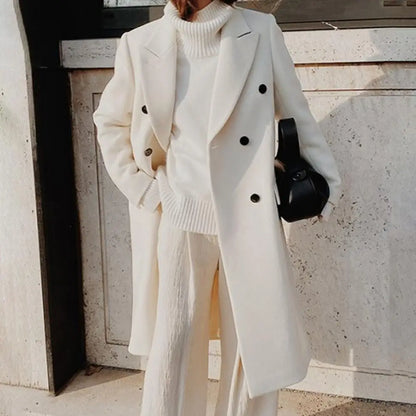 Women's elegant lapel midi trench coat
