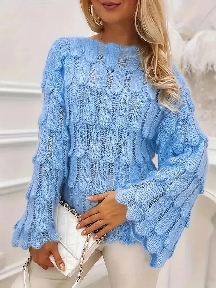 Luxury sweater with a ruffled pattern for women