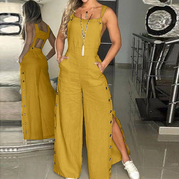 Eline - summer jumpsuit with sleeveless twisted knots & pockets