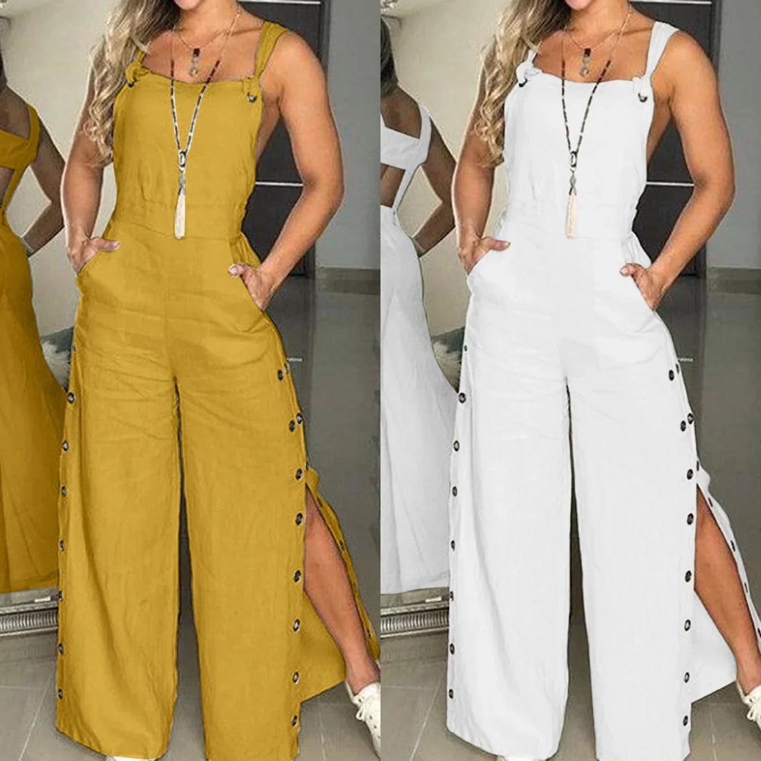 Eline - summer jumpsuit with sleeveless twisted knots & pockets