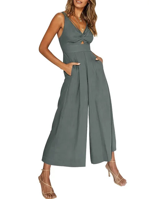 Flowy Wide-Leg Cut-Out Jumpsuit