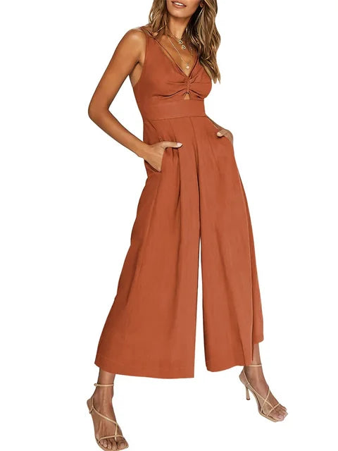 Flowy Wide-Leg Cut-Out Jumpsuit