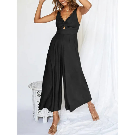 Flowy Wide-Leg Cut-Out Jumpsuit