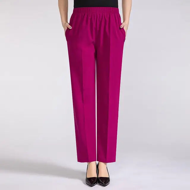 Women's silky trousers with high waist