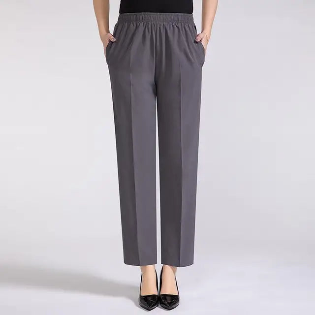 Women's silky trousers with high waist