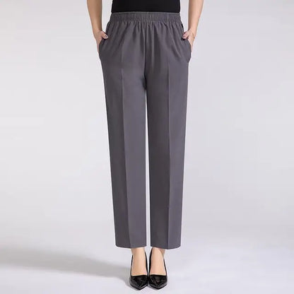 Women's silky trousers with high waist
