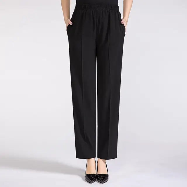 Women's silky trousers with high waist