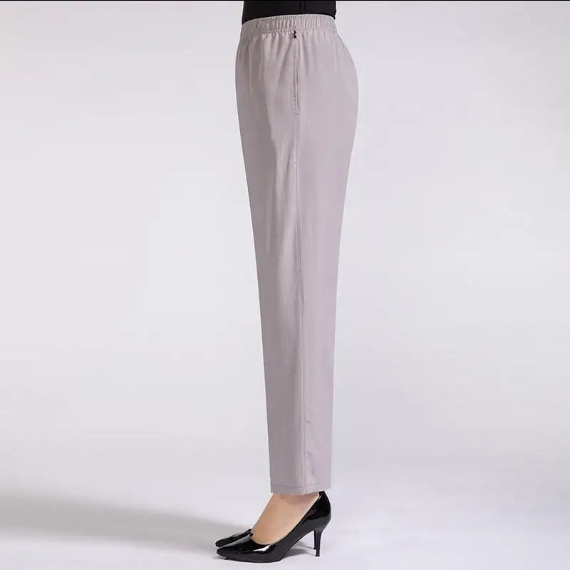 Women's silky trousers with high waist