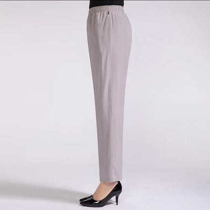 Women's silky trousers with high waist