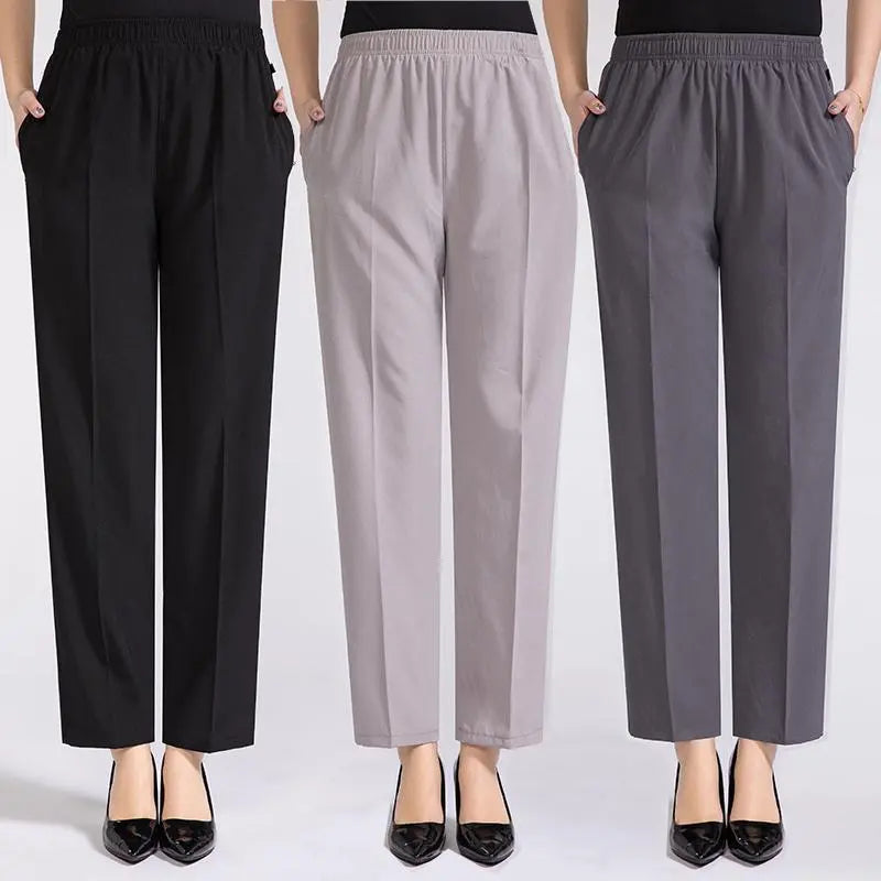 Women's silky trousers with high waist