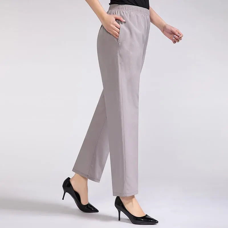 Women's silky trousers with high waist