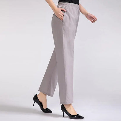 Women's silky trousers with high waist