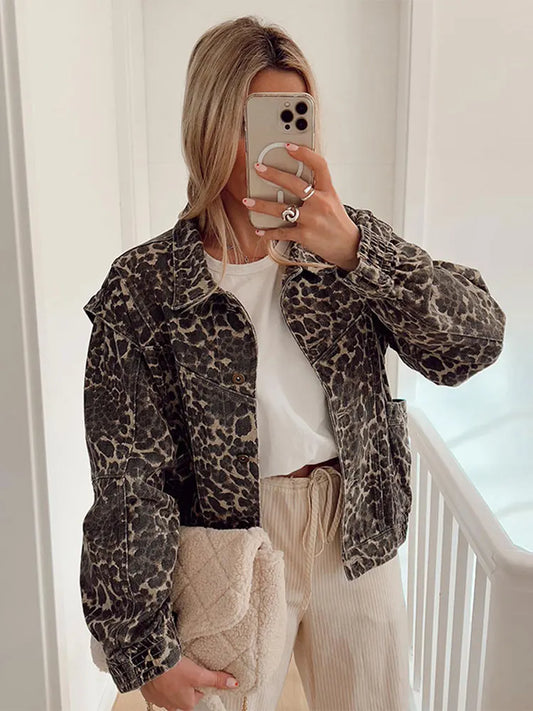 Leopard Print Casual Short Jacket