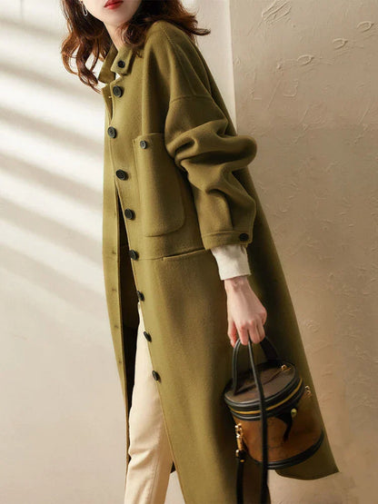 Women's thick woolen mid-length coat