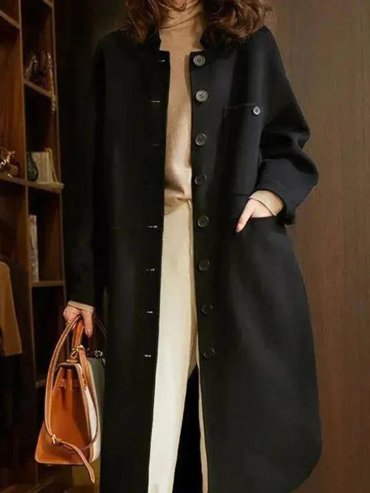 Women's thick woolen mid-length coat