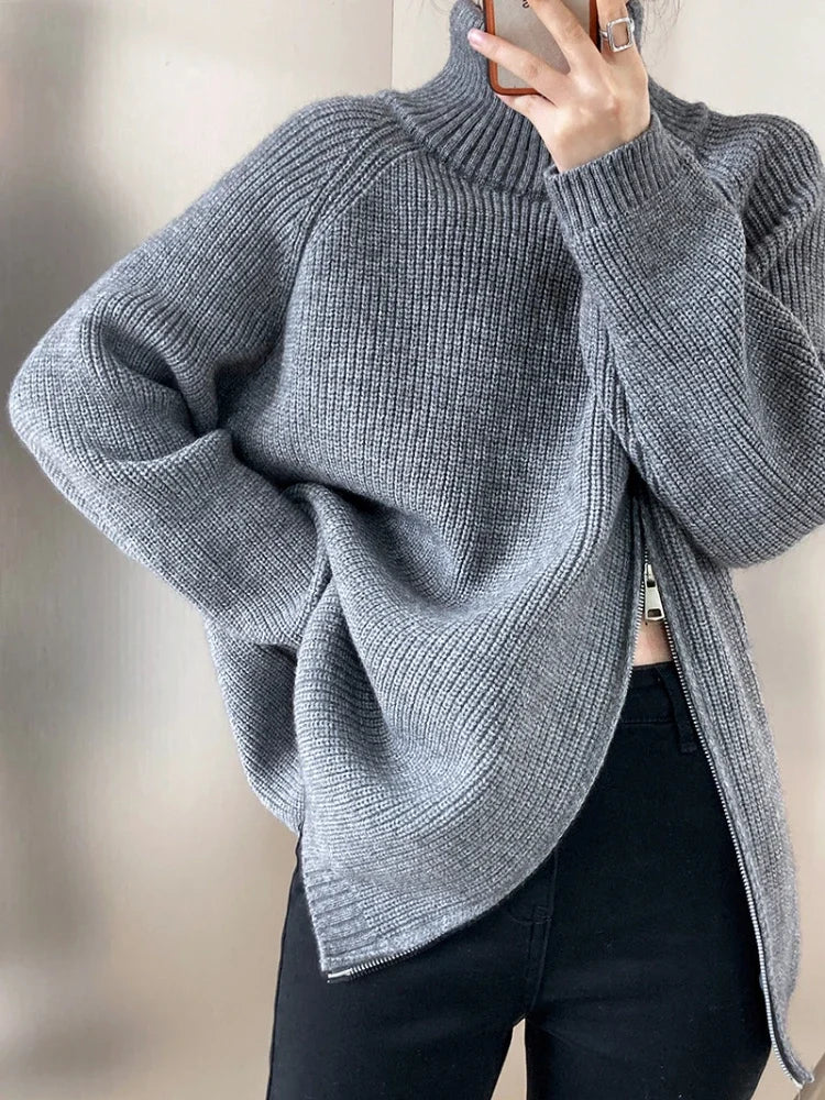 Women's high collar sweater