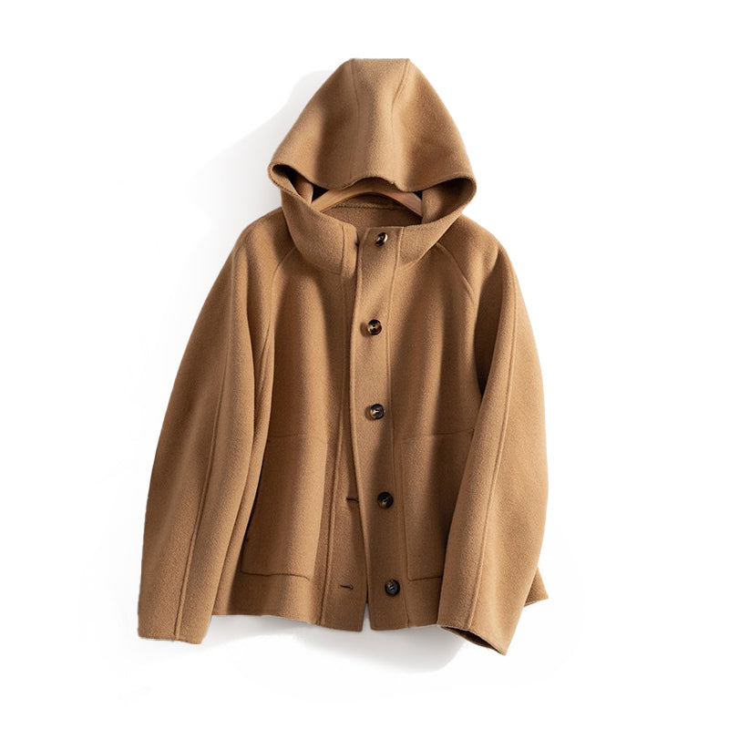 Francesca Hooded Coat | Button Front Relaxed Fit Coat
