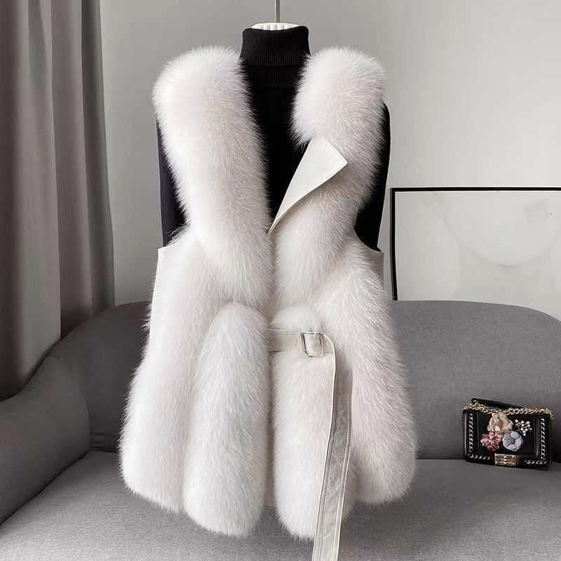 Isabella Belted Furry Collared Vest | Fur Trim Sleeveless Vest