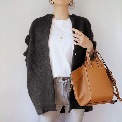 Elisa Relaxed Fit Cardigan | Open Front Hip-Length Cardigan