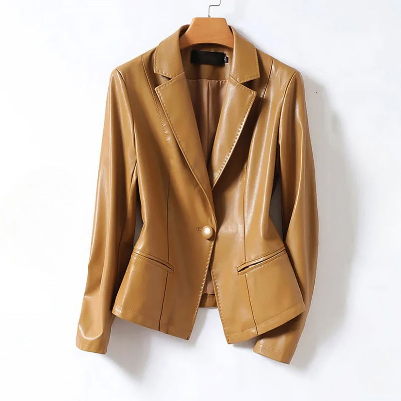 Isla Tailored Fit Blazer Jacket | Collared One-Button Hip-Length Blazer Jacket