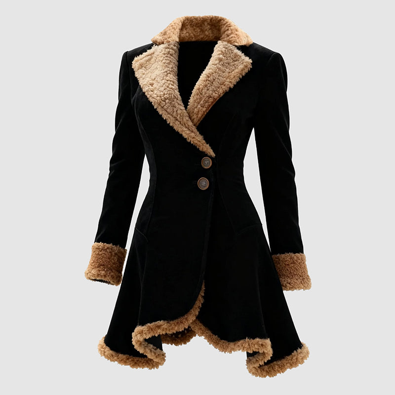 Stella Tailored Coat | Fur Trim Button Front Coat