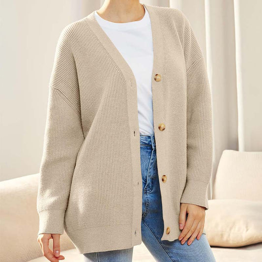 Ribbed Knit Oversized Fit Cardigan 