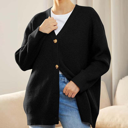 Women’s Cardigan – Oversized Fit – Ribbed Knit – Button Front – Casual Layering Piece