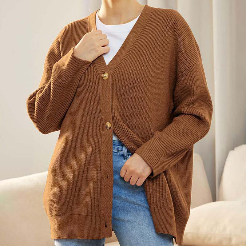 Ribbed Knit Oversized Fit Cardigan 
