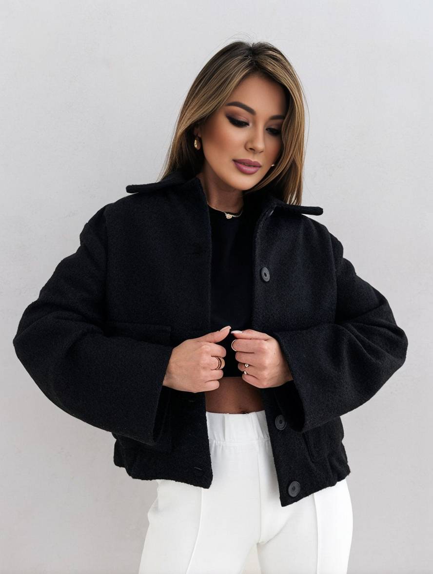 Wool Blend Relaxed Fit Casual Coat 