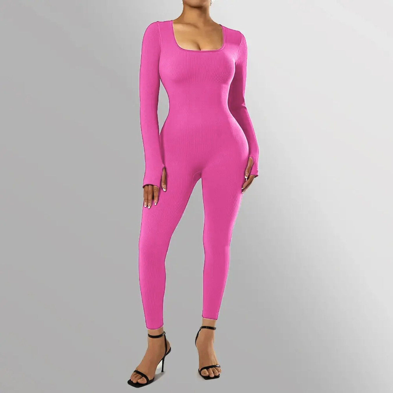 Stretchable Long Sleeve Bodycon Jumpsuit